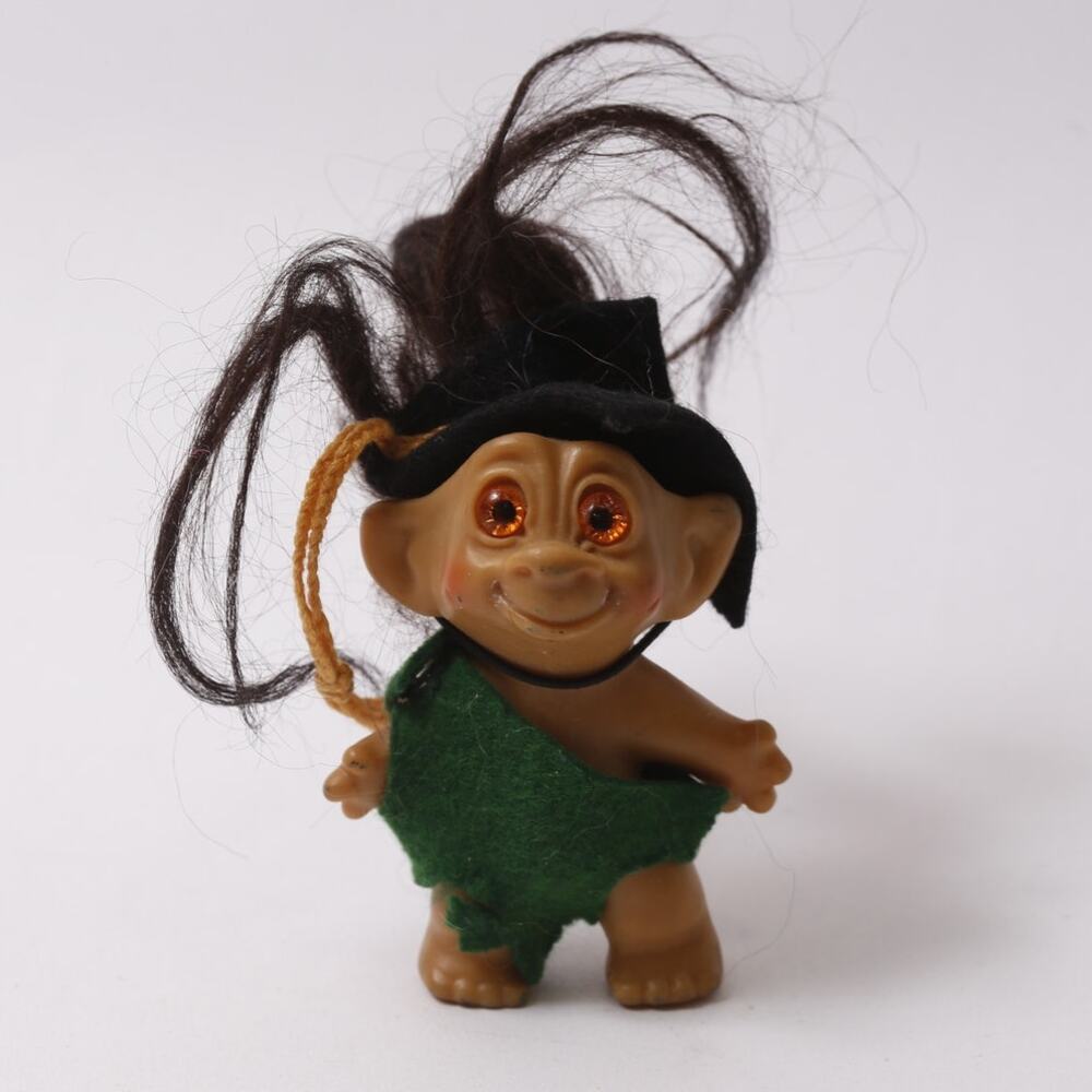 1960s, Dam, Troll, Doll, Dark Brown Hair, Green Outfit, Black Hat, Vintage, ~ 2
